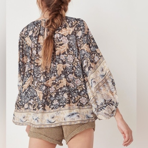 Spell & The Gypsy Balloon Sleeve Oasis Blouse In Nightshade - Picture 2 of 5